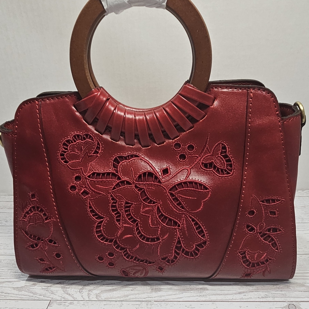 Elegant Red Floral Handbag